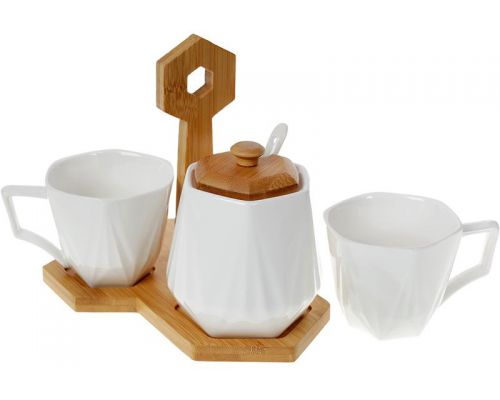 Кофейный набор Nouvelle Home Coutle 2 чашки 170мл и сахарница 330мл на подставке Кофейный набор Nouvelle Home Coutle 2 чашки 170мл и сахарница 330мл на подставке