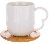Чайно-кофейный фарфоровый набор Ceram-Bamboo на 4 персоны, 4 чашки 350мл с блюдцами