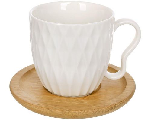 Чайно-кофейный набор Ceram Bamboo "Romb" 4 чашки 200мл и 4 бамбуковых блюдца