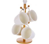 Чайный набор Ceram-Bamboo Grace 4 чашки 350мл на деревянной стойке