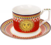 Чашка с блюдцем фарфоровые Sicilia "Sole" (Солнце) 220мл, в подарочной коробке