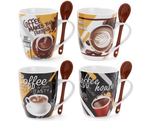 Кружка фарфоровая "Coffee in the town" 350мл с керамической ложкой Кружка фарфоровая "Coffee in the town" 350мл с керамической ложкой