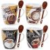 Кружка фарфоровая "Coffee in the town" 350мл с керамической ложкой