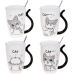 Кружка фарфоровая "Funny Cats" 380мл с крышкой и ложкой, 4 дизайна