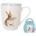 Кружка фарфоровая Happy Rabbit 340мл с голубой каймой