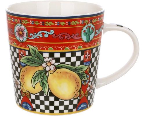 Кружка фарфоровая Sicilia "Limoni" (Лимоны) 450мл, подарочная чашка