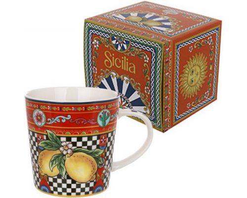 Кружка фарфоровая Sicilia "Limoni" (Лимоны) 450мл, подарочная чашка