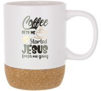 Кружка керамическая "Coffee Time" 400мл с пробковым основанием, белая