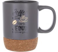 Кружка керамическая "Coffee Time" 400мл с пробковым основанием, серая
