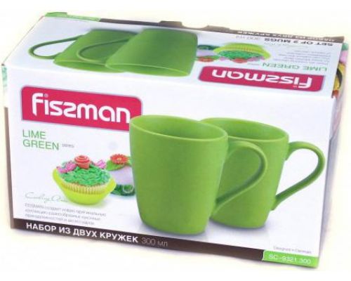 Набор 2 керамические кружки Fissman Sunshine 300мл, цвета лайма Набор 2 керамические кружки Fissman Sunshine 300мл, цвета лайма