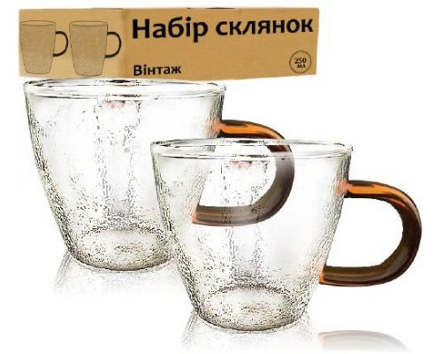 Набор 4 чашки "Vintage" 250мл стеклянные Набор 4 чашки "Vintage" 250мл стеклянные