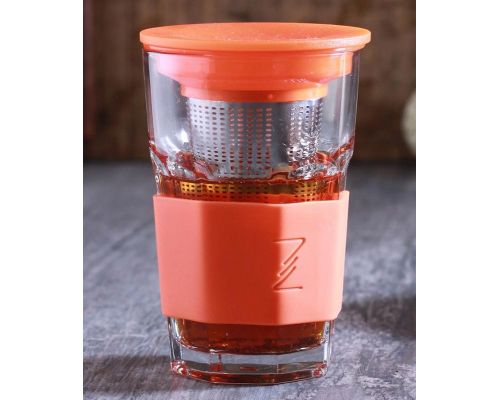 Стакан-заварник ZestGlass Original 415мл с металлическим ситечком и силиконовой защитой (оранжевый) Стакан-заварник ZestGlass Original 415мл с металлическим ситечком и силиконовой защитой (оранжевый)
