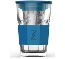 Стакан-заварник ZestGlass Original 415мл с металлическим ситечком и силиконовой защитой (синий)