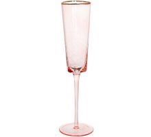 Набор 4 фужера Diva Pink бокалы для шампанского 160мл, розовый с золотым кантом