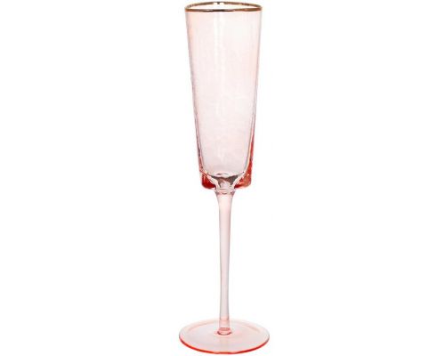 Набор 4 фужера Diva Pink бокалы для шампанского 160мл, розовый с золотым кантом Набор 4 фужера Diva Pink бокалы для шампанского 160мл, розовый с золотым кантом