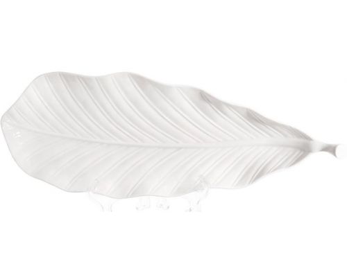 Блюда сервировочные (2 штуки) White City Лист 43x16см, белый фарфор Блюда сервировочные (2 штуки) White City Лист 43x16см, белый фарфор