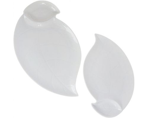 Блюдо фарфоровое "White Leaf" с соусником 33см, белое