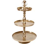 Блюдо фуршетная стойка "Amber" 3 яруса Ø25/Ø35/Ø45см, высота 75см, металл, золото антик