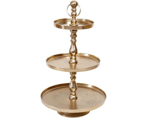 Блюдо фуршетная стойка "Amber" 3 яруса Ø25/Ø35/Ø45см, высота 75см, металл, золото антик Блюдо фуршетная стойка "Amber" 3 яруса Ø25/Ø35/Ø45см, высота 75см, металл, золото антик