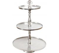 Блюдо фуршетная стойка "Amber" 3 яруса Ø46/Ø56/Ø70см, высота 100см, металл, серебро