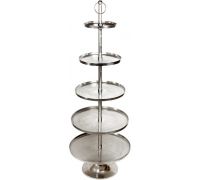 Блюдо фуршетная стойка "Amber" 5 ярусов, 170см, круглая, металл, серебро