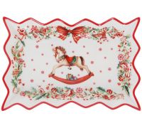 Блюдо прямоугольное "Рождественская фантазия" 25см, фарфоровое