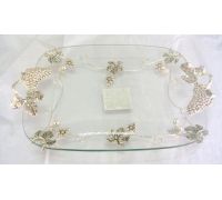 Блюдо прямоугольное с ручками декоративное Grapes 44х29х8см