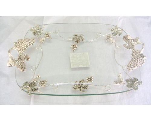 Блюдо прямоугольное с ручками декоративное Grapes 44х29х8см