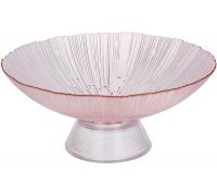 Фруктовница стеклянная "Fleur" Ø25х11см на ноге, розовая с золотой каймой