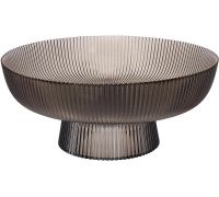 Фруктовница стеклянная "Fleur" Ø26х11.5см серый-дымчатый с золотой каймой