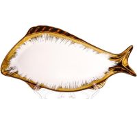 Набор 2 фарфоровых блюда Gold Luxury (для рыбы) 35x19см, фарфор с золотом