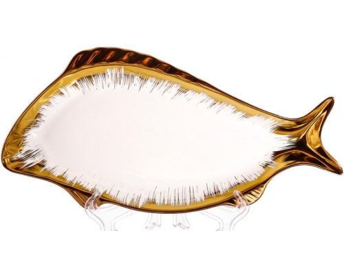 Набор 2 фарфоровых блюда Gold Luxury (для рыбы) 35x19см, фарфор с золотом Набор 2 фарфоровых блюда Gold Luxury (для рыбы) 35x19см, фарфор с золотом