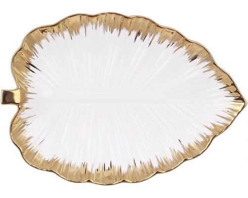 Набор 2 фарфоровых блюда Gold Luxury "Золотой Лист" 31x23см, фарфор с золотом
