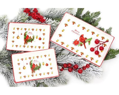 Набор 3 фарфоровых блюда "Merry Christmas" для сервировки в подарочной коробке Набор 3 фарфоровых блюда "Merry Christmas" для сервировки в подарочной коробке