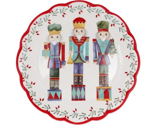 Подставка для торта "Щелкунчик" 21.6см, керамика, красно-белая Подставка для торта "Щелкунчик" 21.6см, керамика, красно-белая