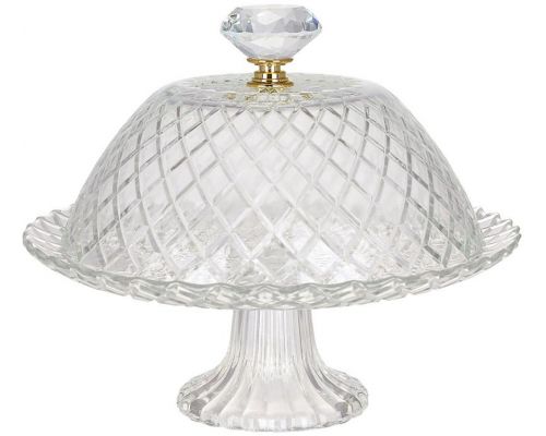 Тортовница стеклянная "Crystal Glass" Ø20.5см со стеклянным колпаком