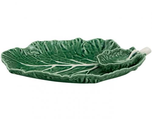 Набор 2 блюда с соусником Bordallo Pinheiro Cabbage 28x20см Зеленый Набор 2 блюда с соусником Bordallo Pinheiro Cabbage 28x20см Зеленый