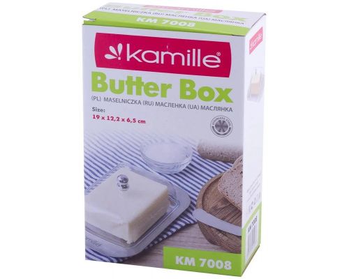 Масленка Kamille Perlett из нержавеющей стали с акриловой крышкой 18.5х12.5х6.5cм