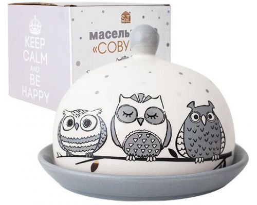 Масленка керамическая Be Happy «Совушки» 16х13х11.5см Масленка керамическая Be Happy «Совушки» 16х13х11.5см