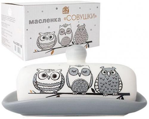 Масленка керамическая Be Happy «Совушки» 17х13х5.5см