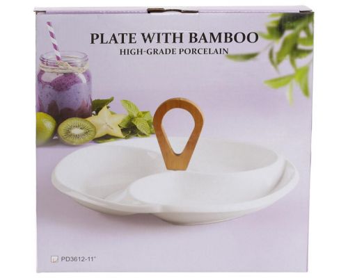 Менажниця 3-х секційна Ceram-Bamboo 29х29х13.5см, біла порцеляна Менажниця 3-х секційна Ceram-Bamboo 29х29х13.5см, біла порцеляна