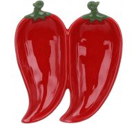 Менажниця керамічна "Pepper" 21х19см, Червоний перець, 2-х секційна