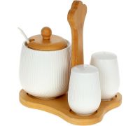 Набор банок для специй Nouvelle Home Viola сахарница 350мл, солонка и перечница на подставке
