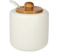 Сахарница Ceram Bamboo Grace Ø8х9см (200мл) с ложкой и деревянной крышкой