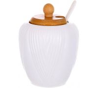 Сахарница Ceram Bamboo Grace Ø9х12см с ложкой и деревянной крышкой