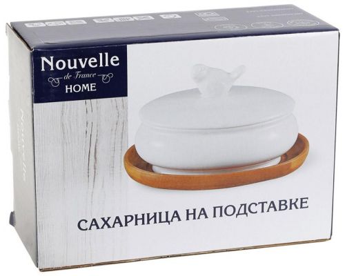 Сахарница фарфоровая Nouvelle Home Птичка 250мл на подставке-костере