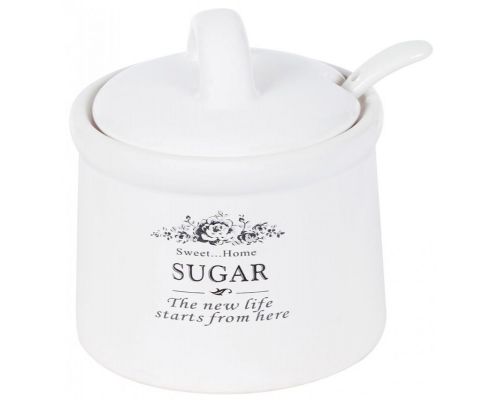 Сахарница керамическая Sweet Home SUGAR 350мл с порционной ложкой Сахарница керамическая Sweet Home SUGAR 350мл с порционной ложкой