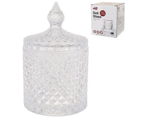 Сахарница стеклянная "Crystal Glass" 300мл со стеклянной крышкой, прозрачная