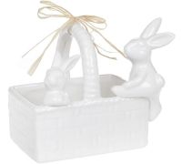 Конфетница декоративная "Корзина с кроликами" 15.8х10.8х12.5см, белый