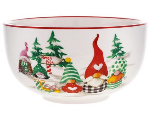 Пиала (салатница) керамическая "Гномы с Подарками" Ø14x7.5см Пиала (салатница) керамическая "Гномы с Подарками" Ø14x7.5см